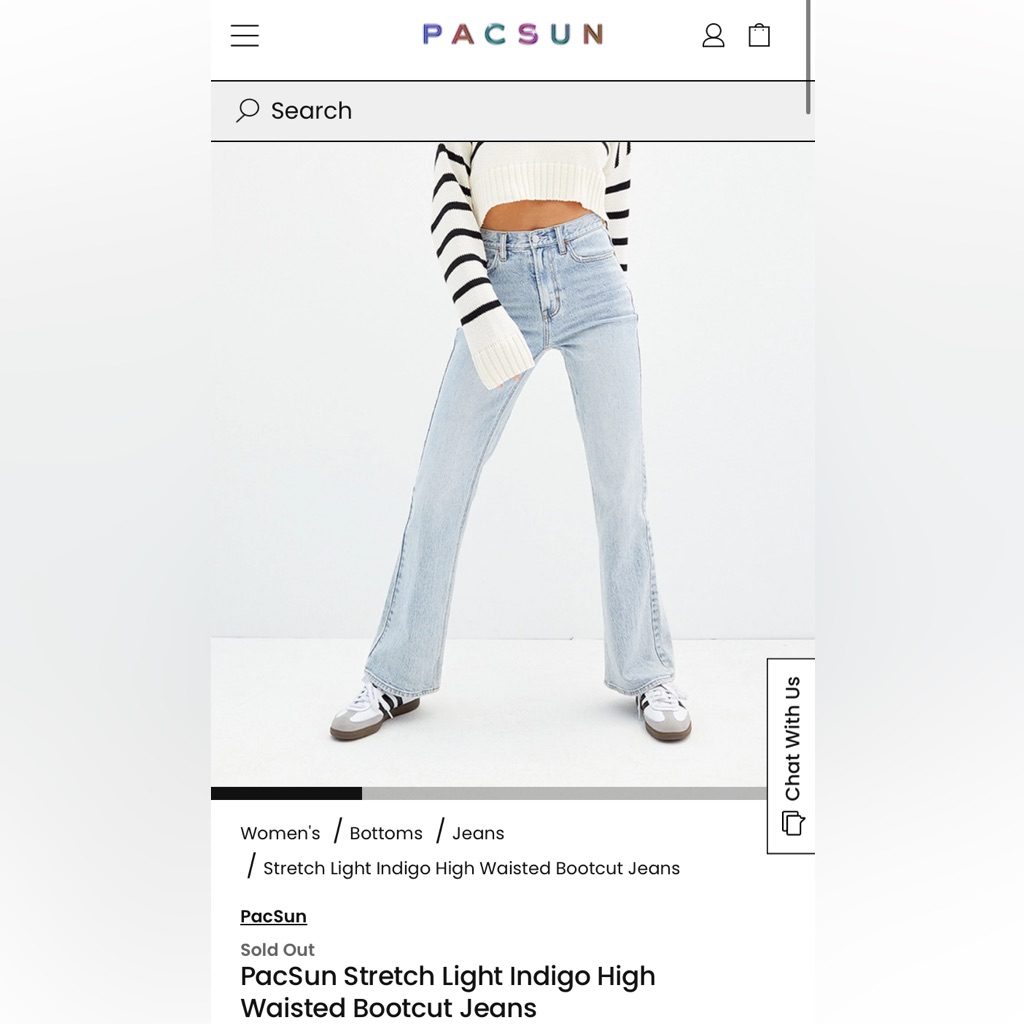 Pacsun Stretch Light Indigo High Waisted Bootcut Jeans